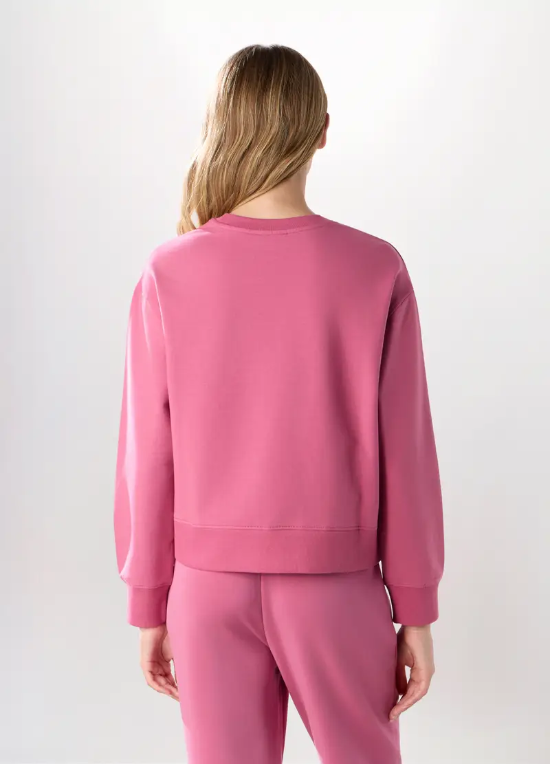 Felpa In French Terry Di Cotone Stretch Donna, Rosa pastello miniatura 2