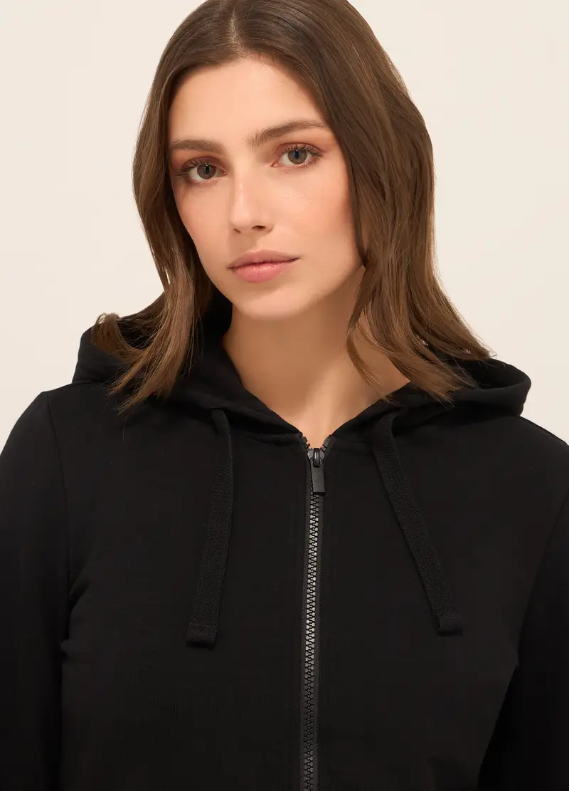 Upim, Felpa In French Terry Di Misto Cotone Donna, Nero, Taglia: XS miniatura 2