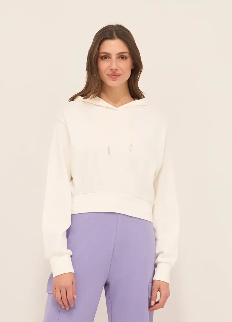 Upim, Felpa In French Terry Di Puro Cotone Donna, Bianco gesso, Taglia: XS