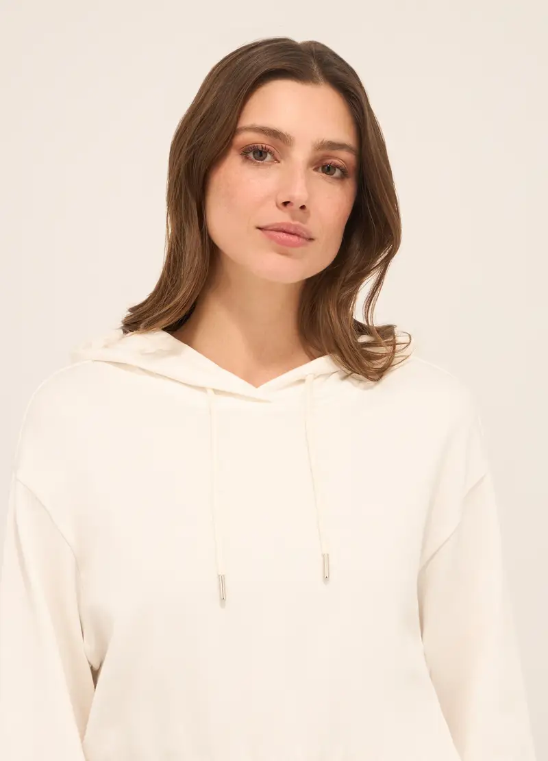 Upim, Felpa In French Terry Di Puro Cotone Donna, Bianco gesso, Taglia: XS miniatura 2