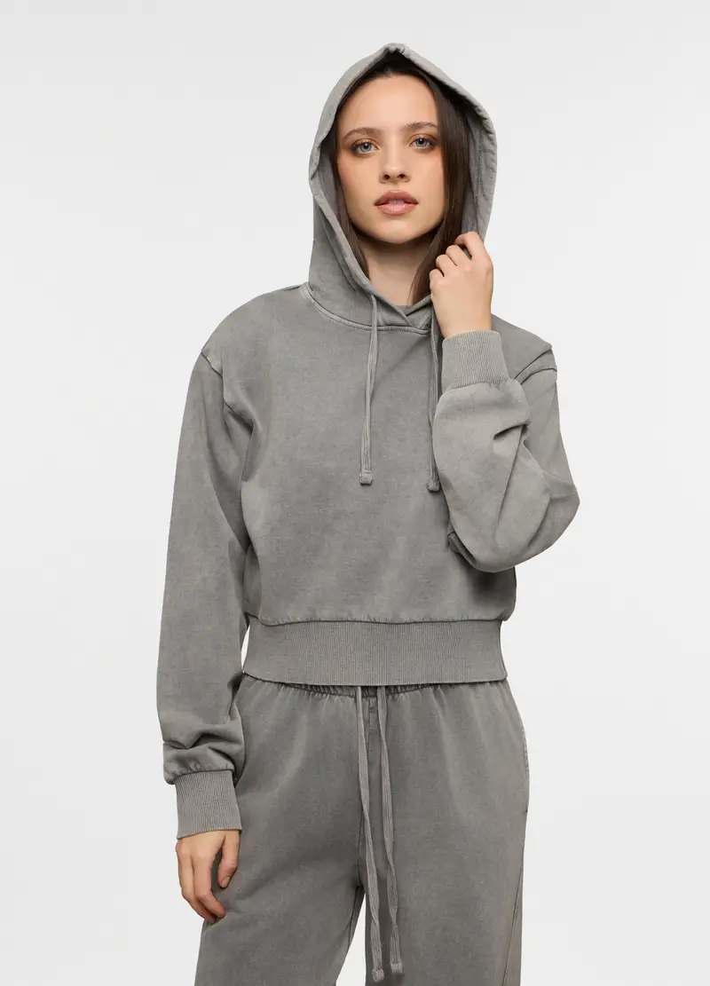 Felpa In French Terry Misto Cotone Donna, Grigio chiaro