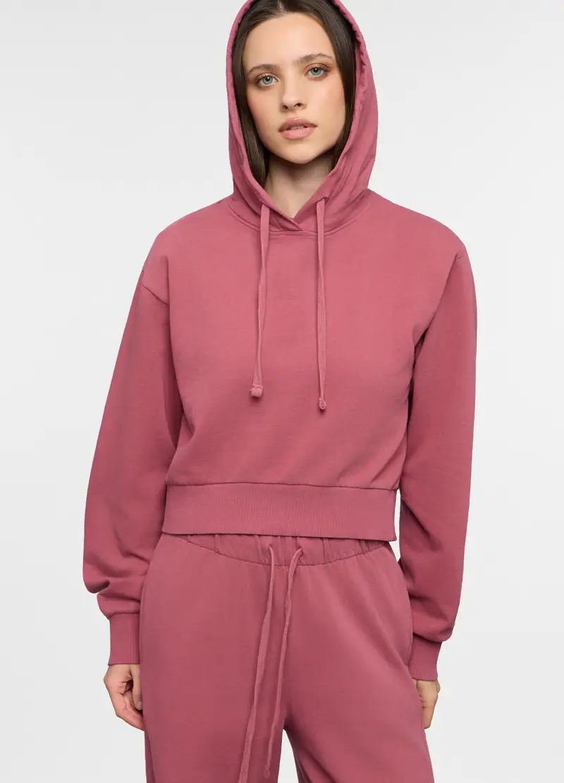 Felpa In French Terry Misto Cotone Donna, Rosa scuro