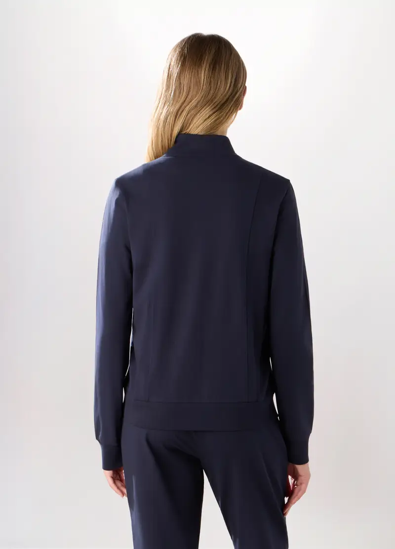 Felpa In Jersey Di Cotone Stretch Donna, Blu navy miniatura 2
