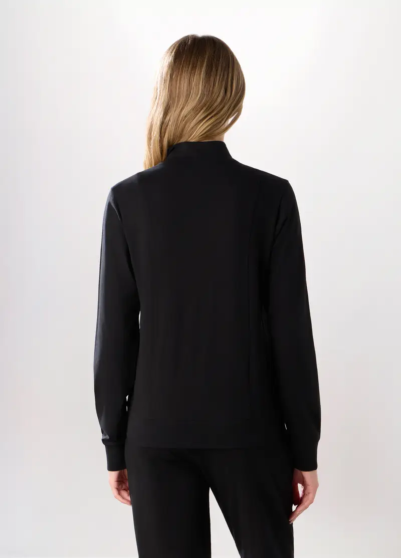 Felpa In Jersey Di Cotone Stretch Donna, Nero miniatura 2