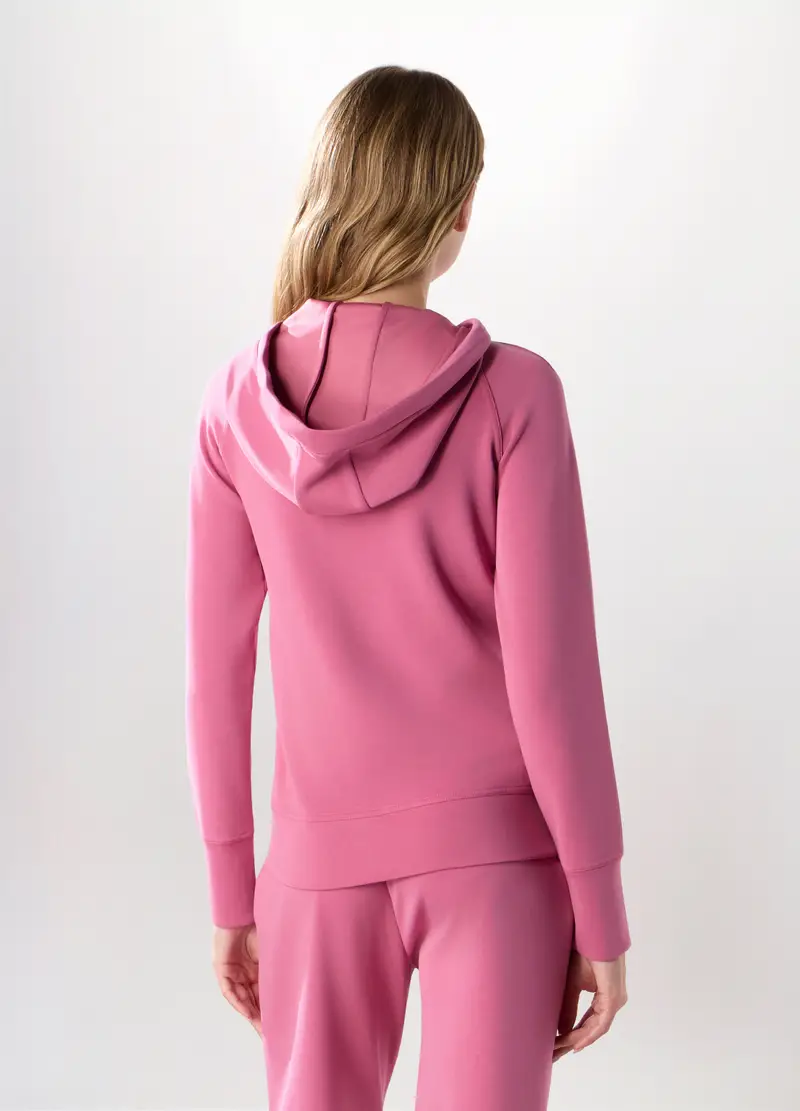Felpa In Jersey Stretch Con Cappuccio Donna, Rosa pastello miniatura 2