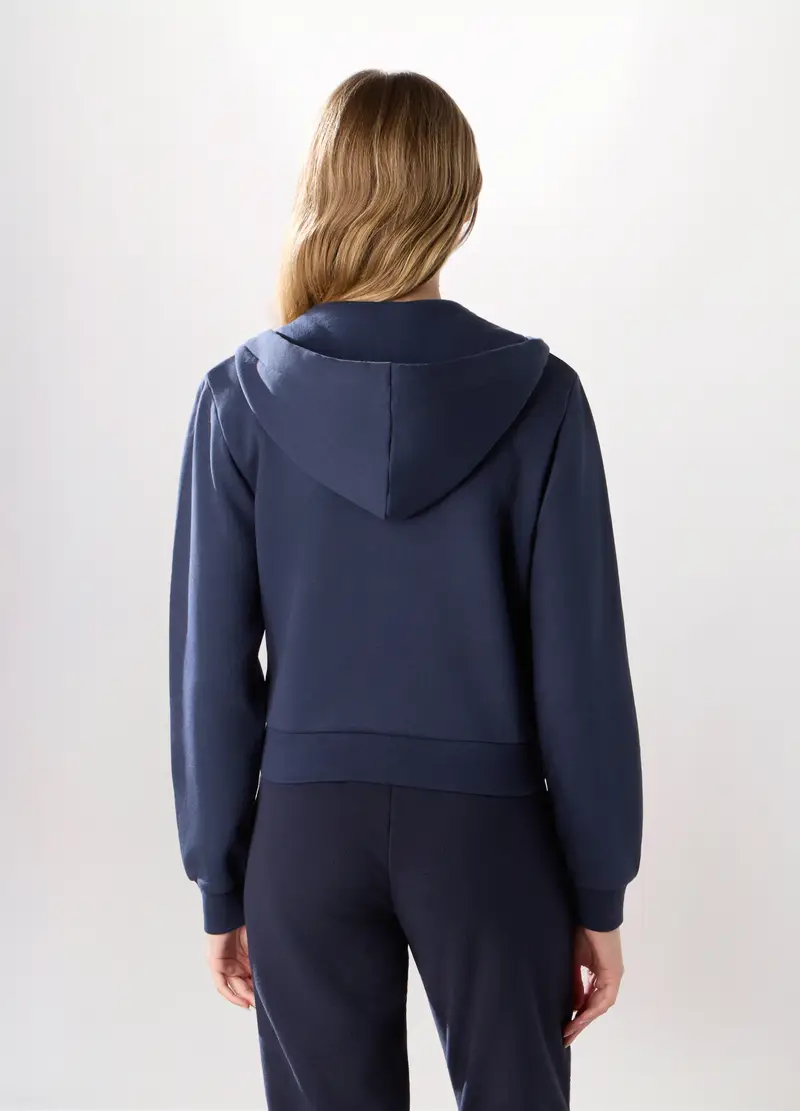 Felpa In Misto Cotone Donna, Blu scuro miniatura 2