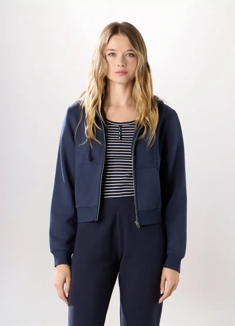 Felpa In Misto Cotone Donna, Blu scuro