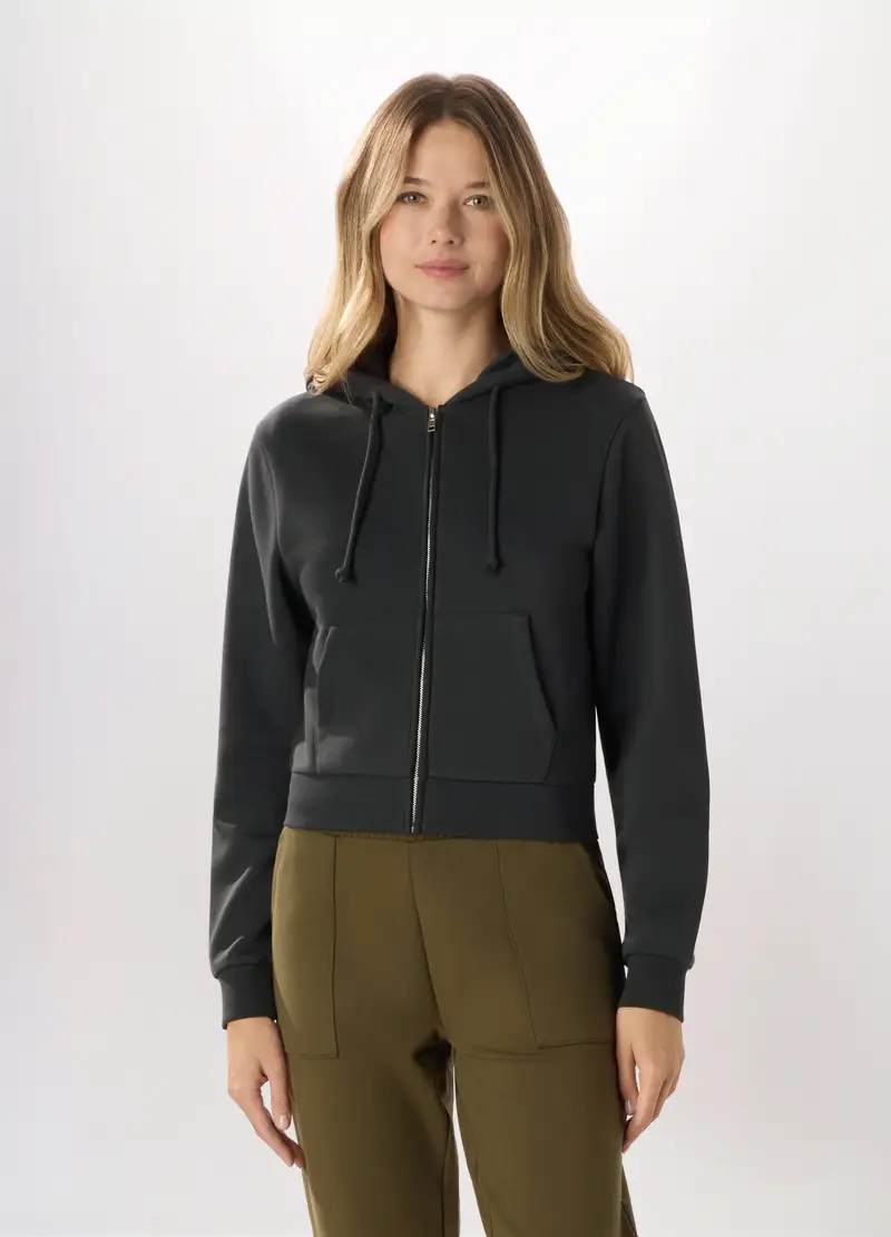 Felpa In Misto Cotone Holistic Fitness Donna, Grigio scuro