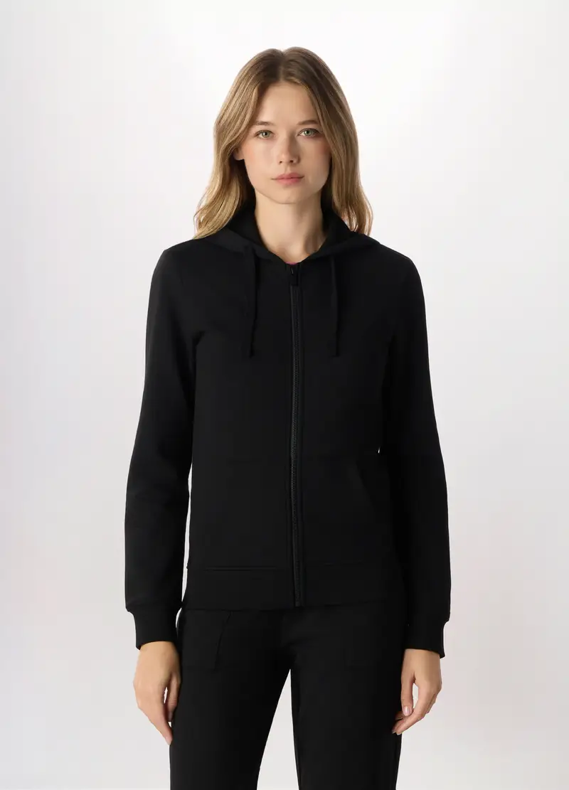 Felpa In Misto Cotone Holistic Fitness Donna, Nero