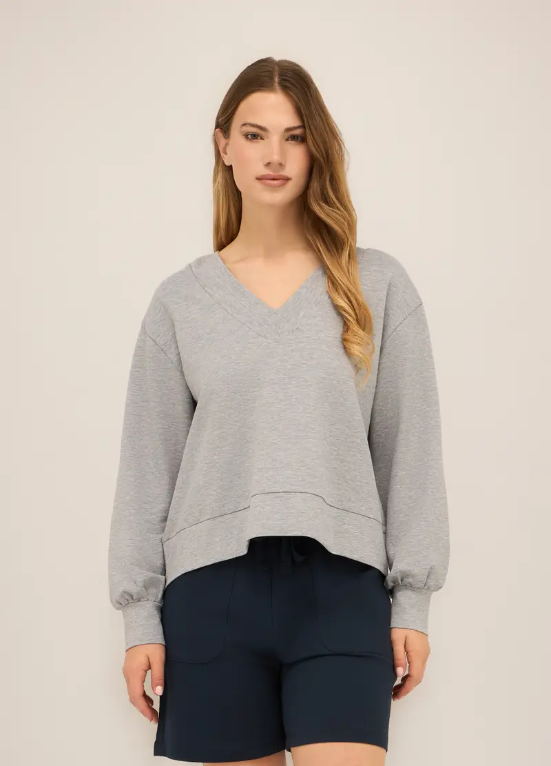 Upim, Felpa In Misto Cotone Stretch Donna, Grigio chiaro melange, Taglia: XS