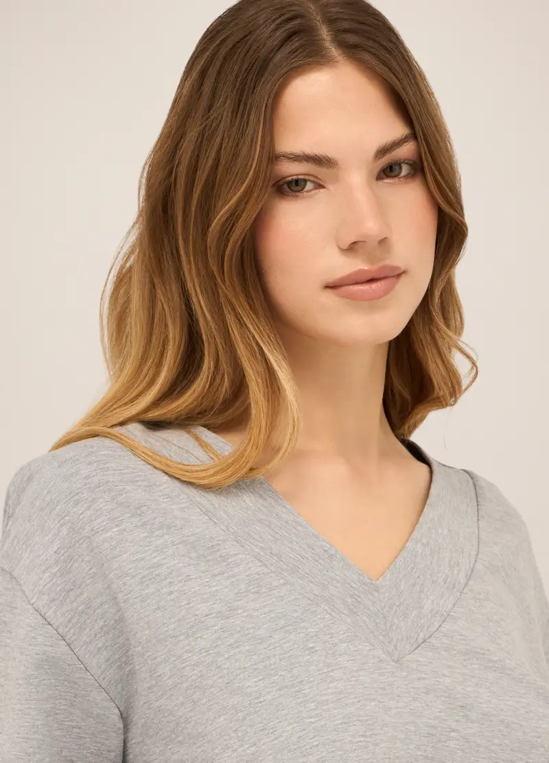 Upim, Felpa In Misto Cotone Stretch Donna, Grigio chiaro melange, Taglia: XS miniatura 2