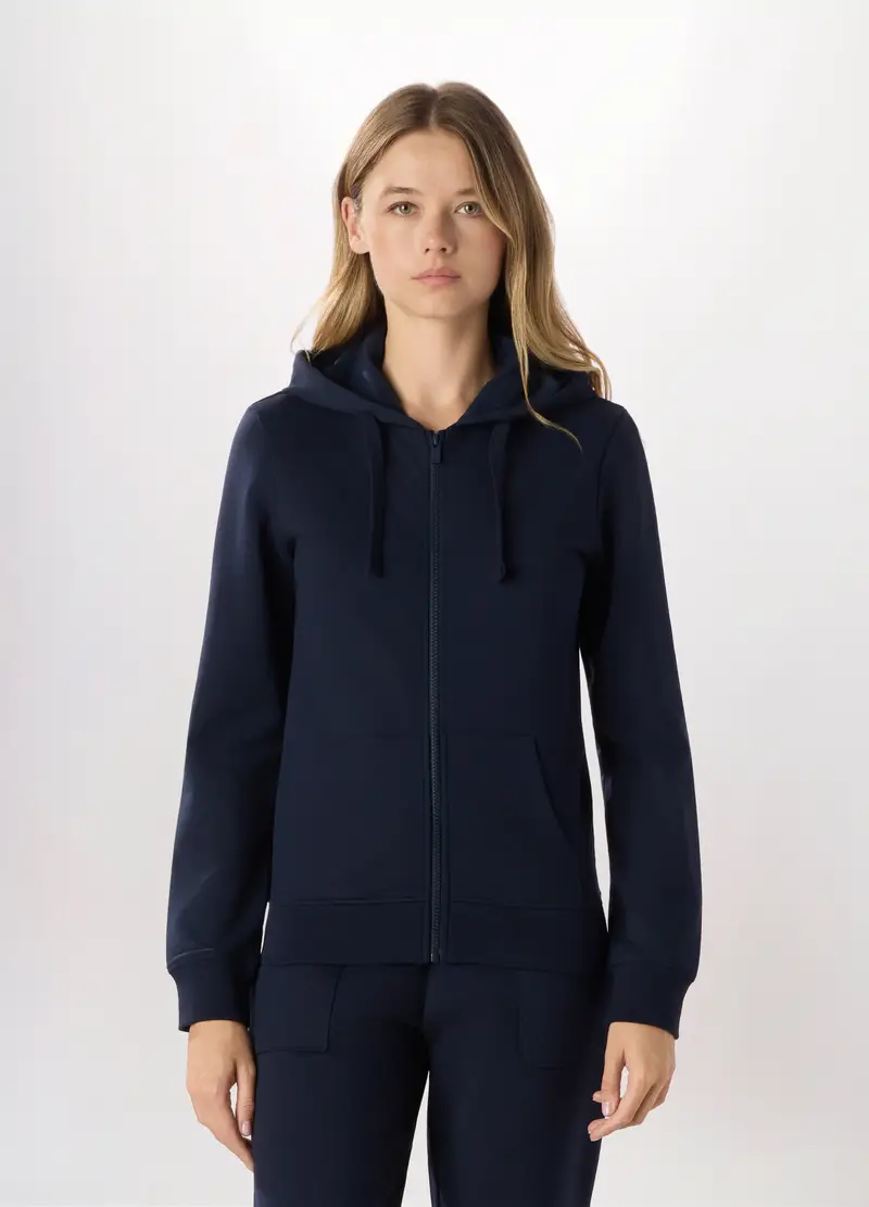 Felpa In Misto Cotone Stretch Holistic Fitness Donna, Blu navy