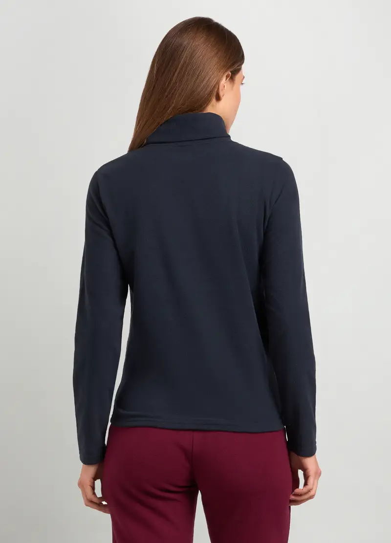 Felpa In Pile A Collo Alto Donna, Blu navy miniatura 2