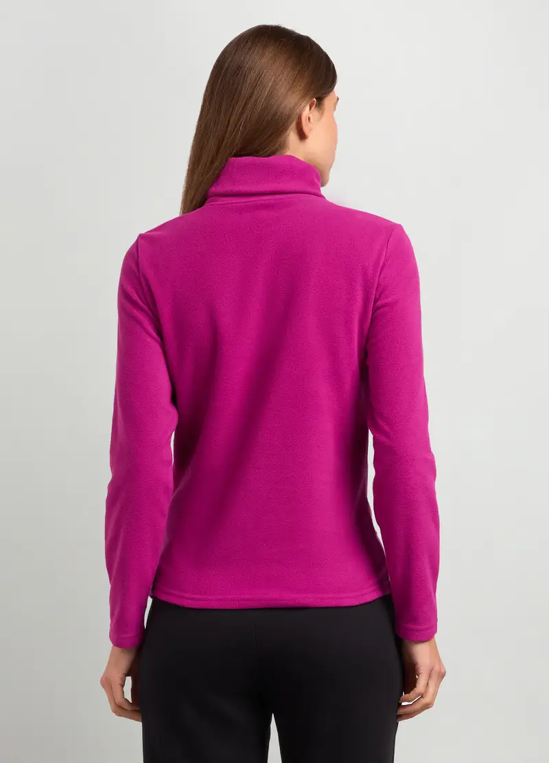 Felpa In Pile A Collo Alto Donna, Rosa fuxia miniatura 2