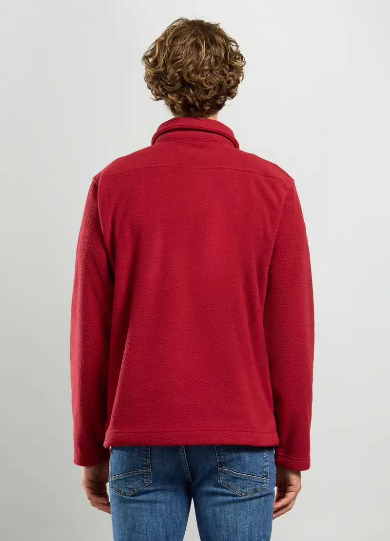 Felpa In Pile Con Colletto Uomo, Rosso aragosta miniatura 2