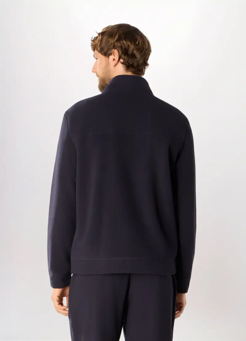 Felpa In Pile Con Zip Uomo, Unisex, Blu navy miniatura 2