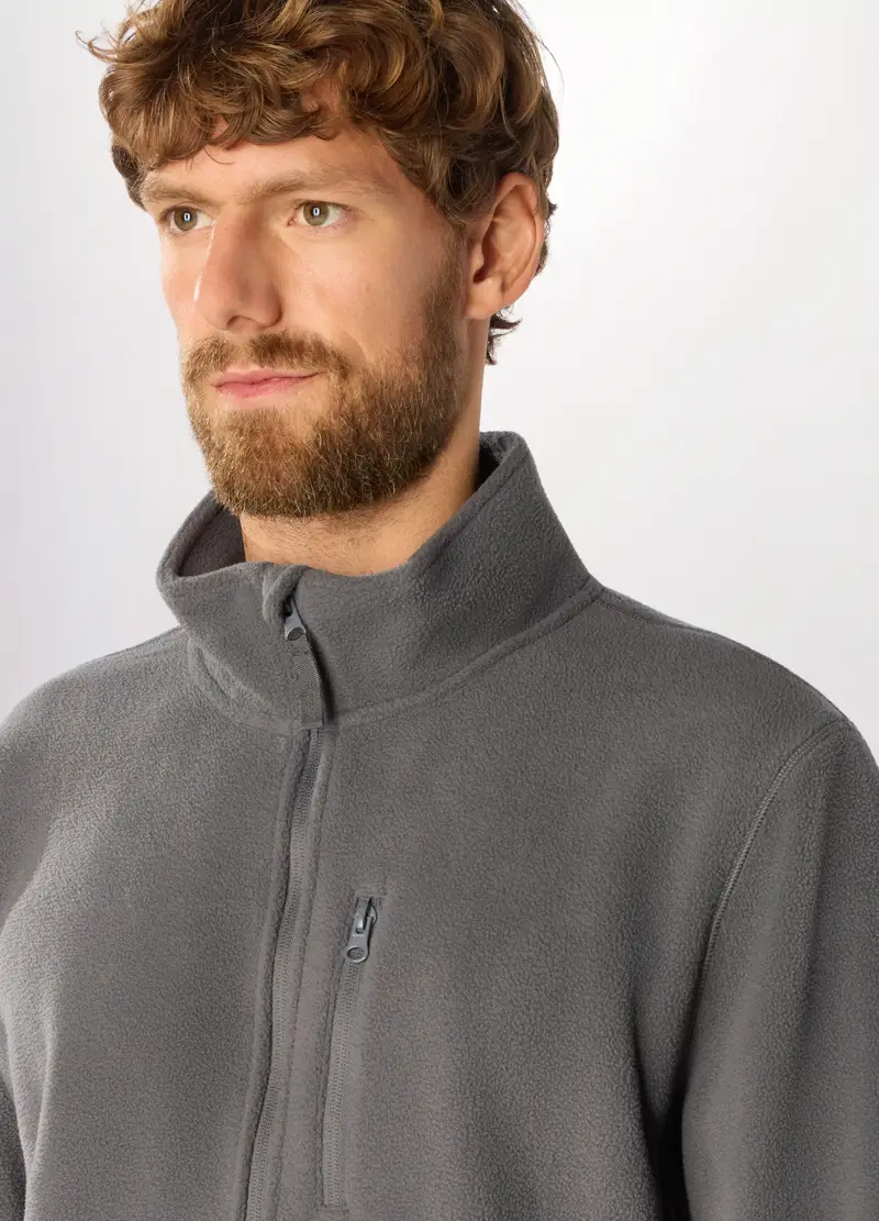 Felpa In Pile Con Zip Uomo, Unisex, Grigio scuro miniatura 3