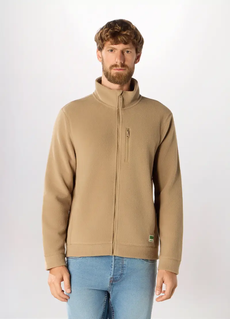 Felpa In Pile Con Zip Uomo, Unisex, Marrone tabacco chiaro