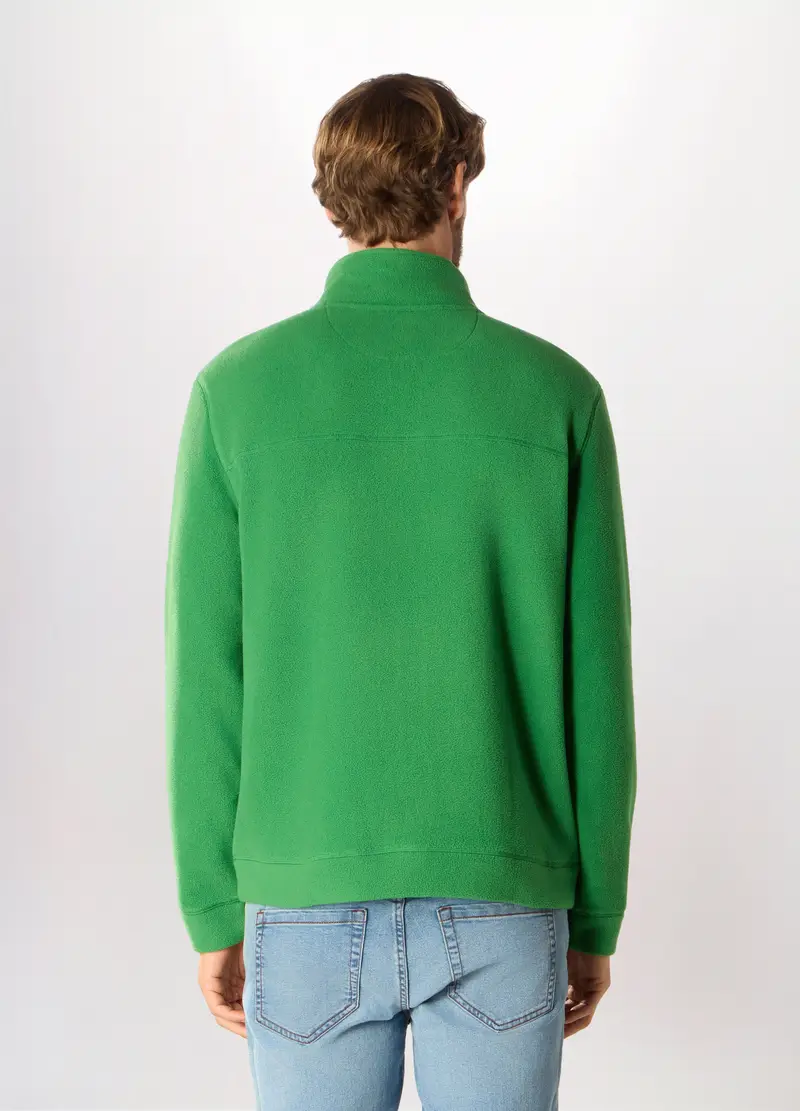 Felpa In Pile Con Zip Uomo, Unisex, Verde prato miniatura 2