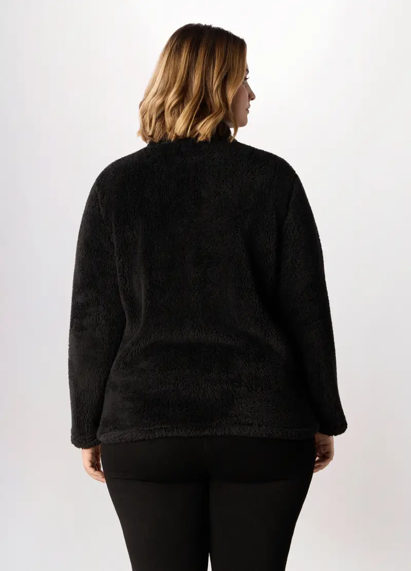 Felpa In Pile Donna Curvy, Nero miniatura 2