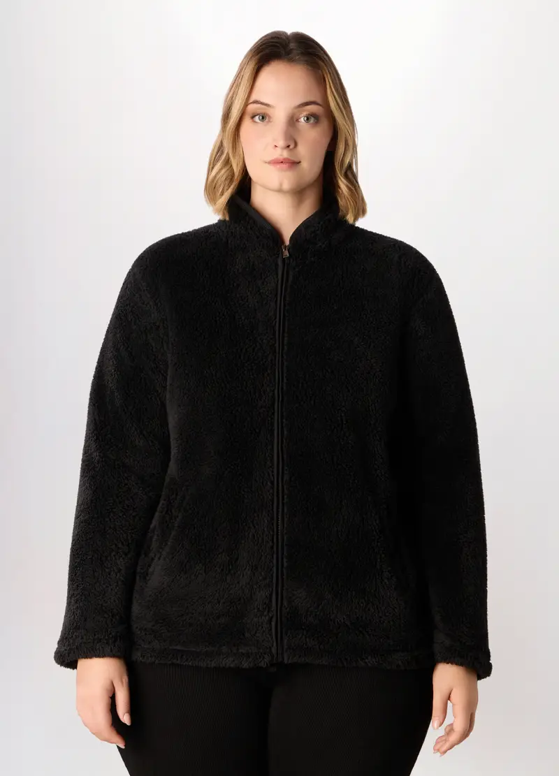 Felpa In Pile Donna Curvy, Nero