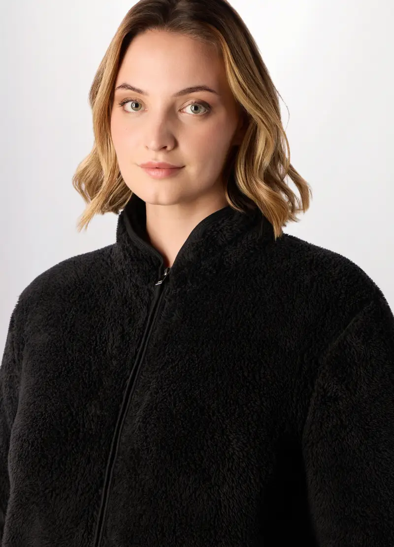 Felpa In Pile Donna Curvy, Nero miniatura 3