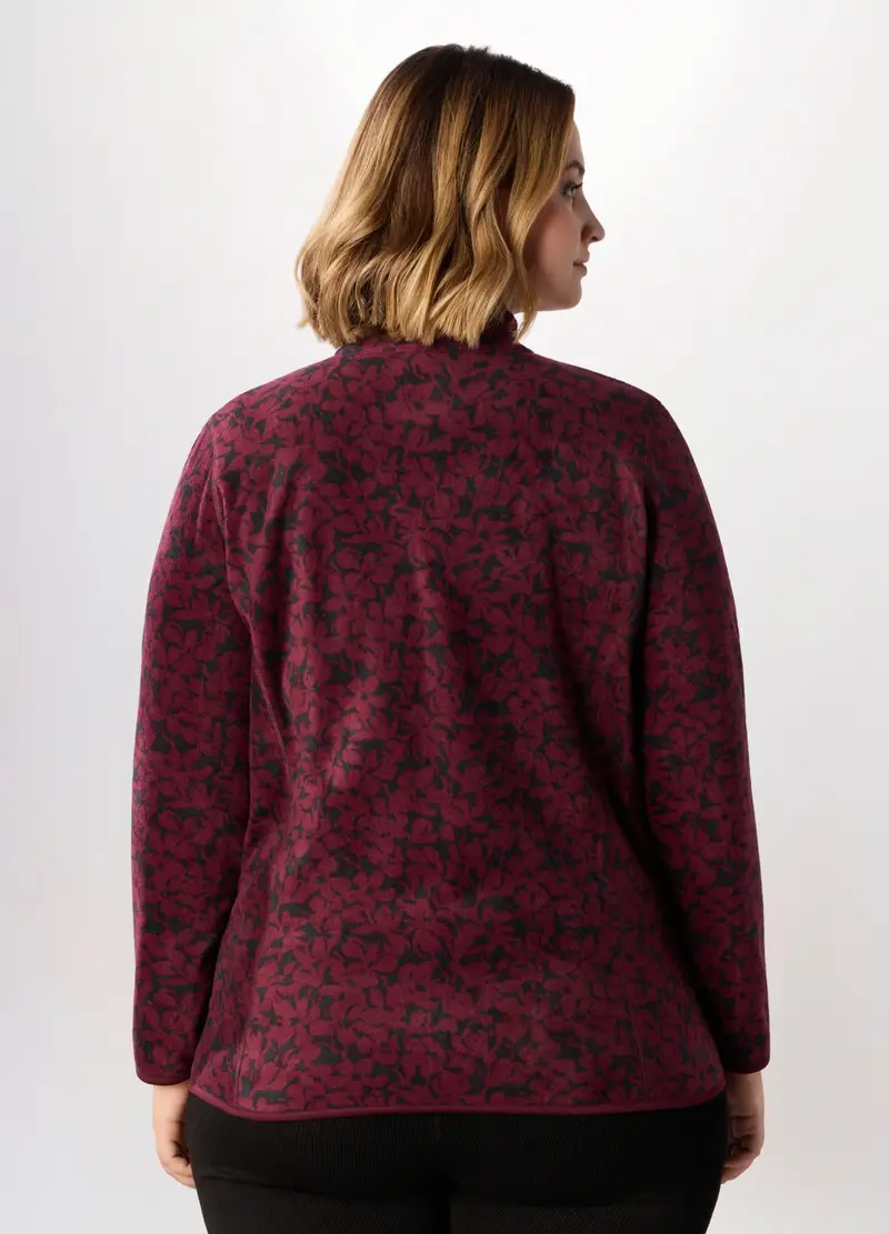 Felpa In Pile Donna Curvy, Rosso burgundy miniatura 2