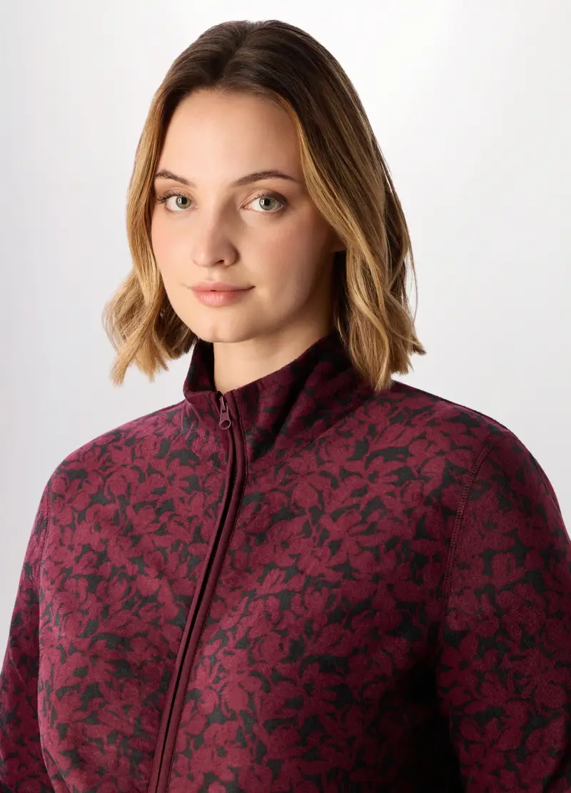 Felpa In Pile Donna Curvy, Rosso burgundy miniatura 3