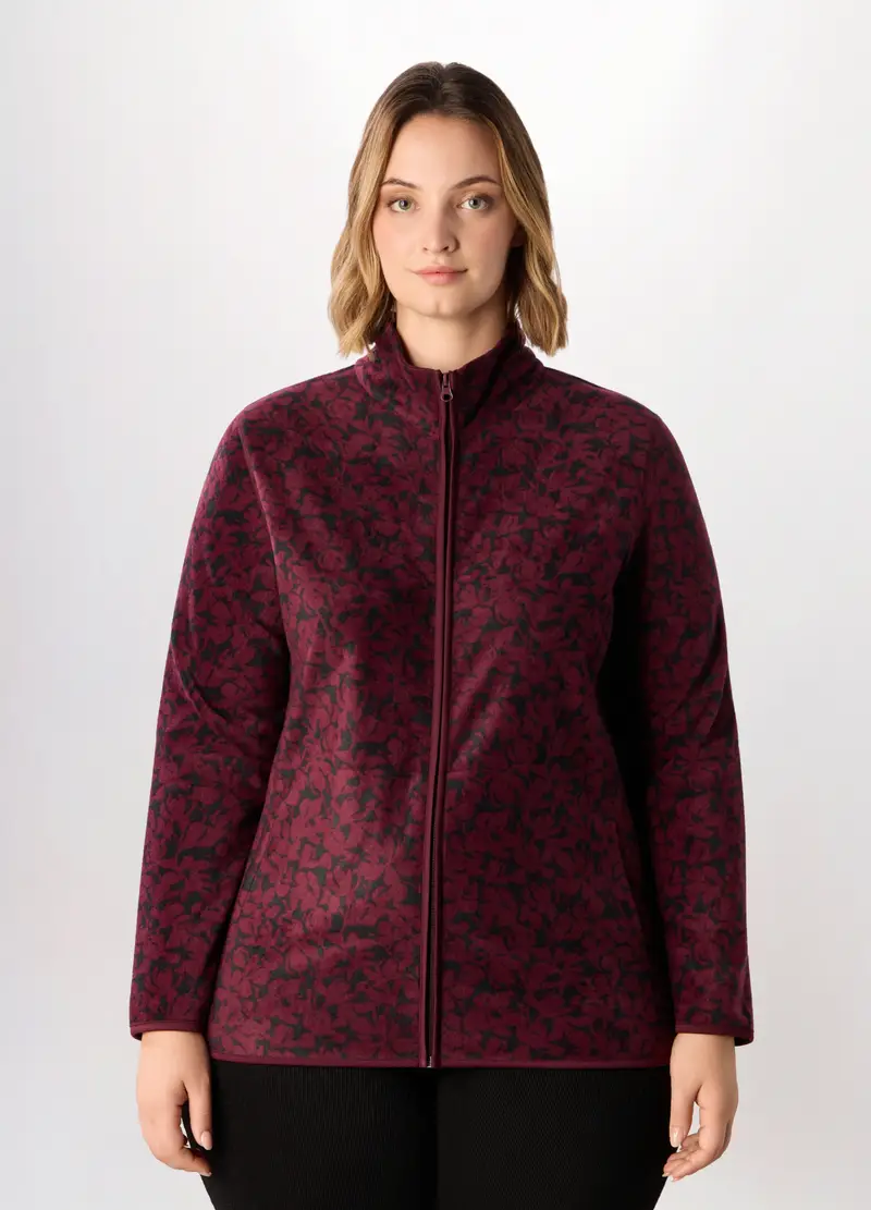 Felpa In Pile Donna Curvy, Rosso burgundy