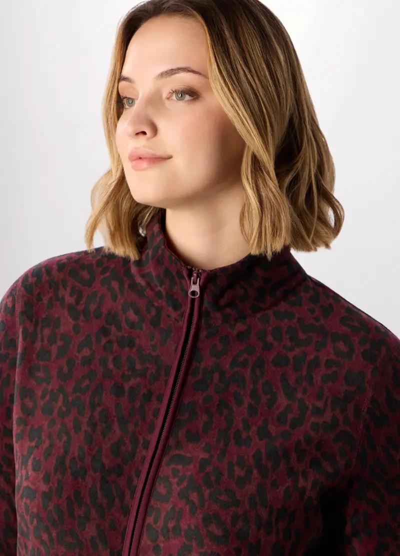 Felpa In Pile Donna Curvy, Rosso burgundy miniatura 3