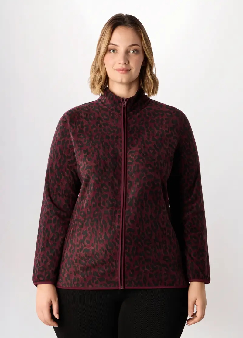 Felpa In Pile Donna Curvy, Rosso burgundy