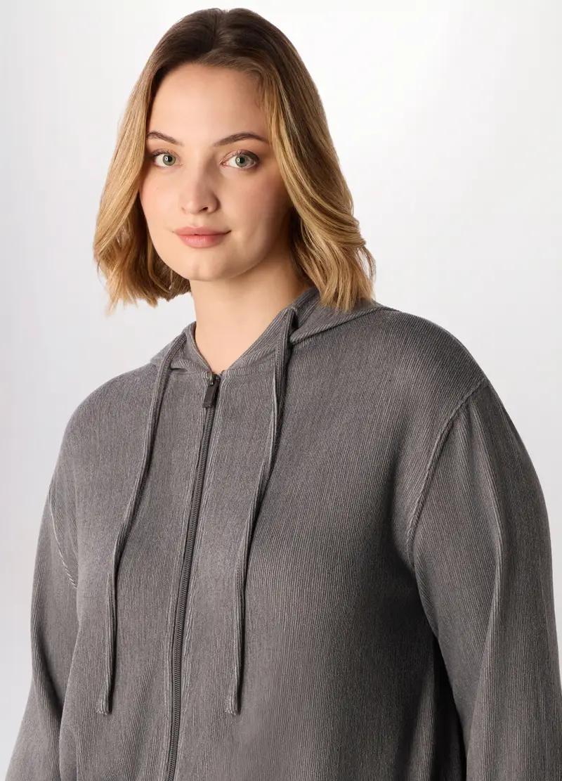 Felpa In Poli Viscosa Donna Curvy, Grigio chiaro miniatura 3