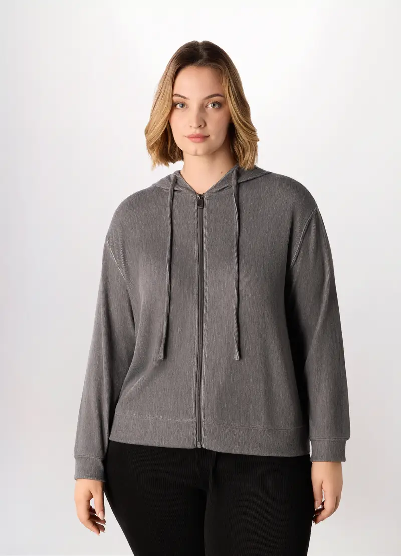 Felpa In Poli Viscosa Donna Curvy, Grigio chiaro