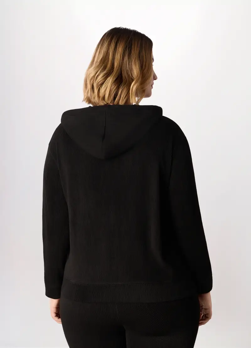 Felpa In Poli Viscosa Donna Curvy, Nero miniatura 2