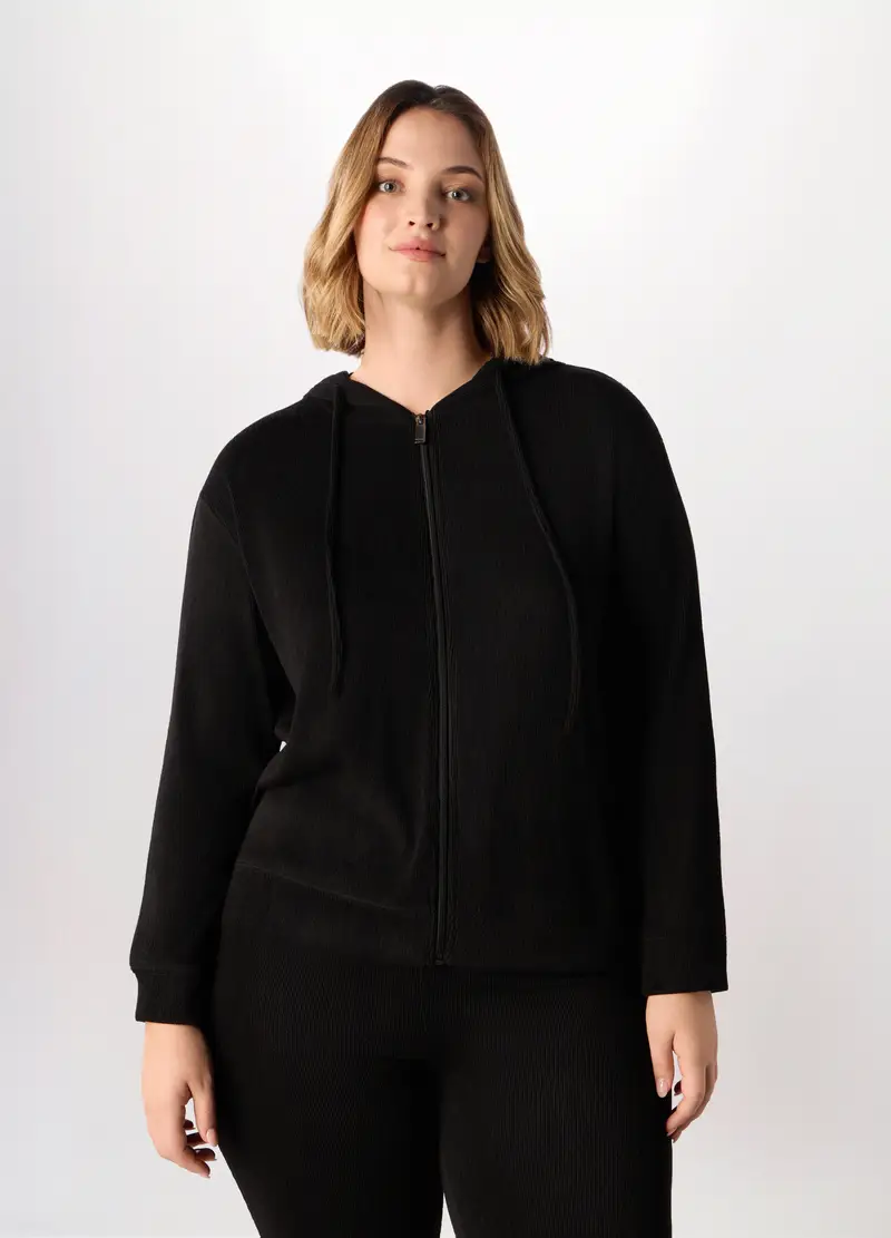 Felpa In Poli Viscosa Donna Curvy, Nero