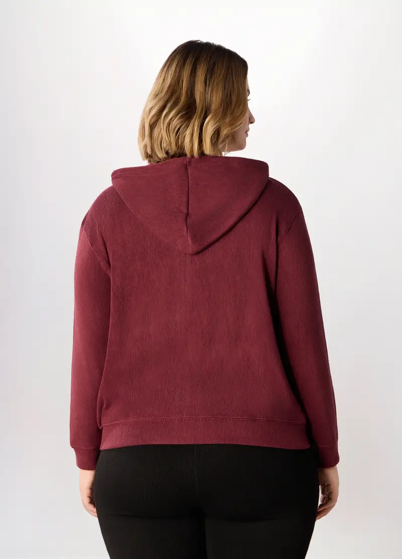 Felpa In Poli Viscosa Donna Curvy, Rosso scuro miniatura 2