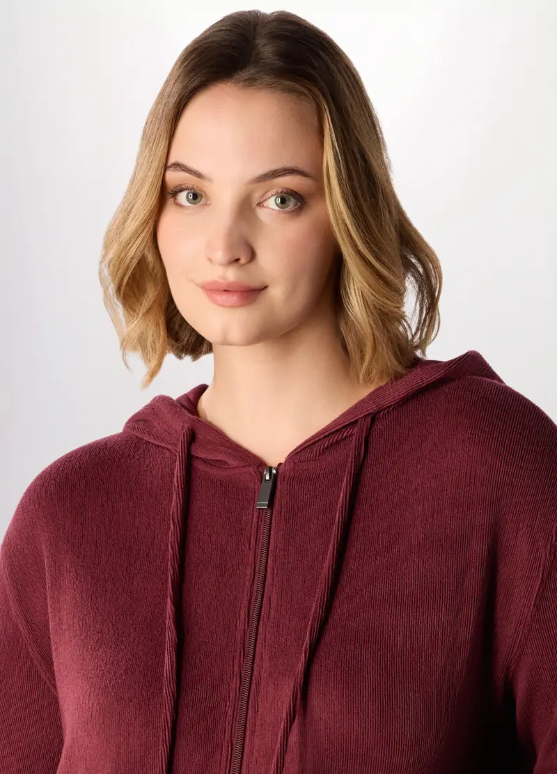 Felpa In Poli Viscosa Donna Curvy, Rosso scuro miniatura 3