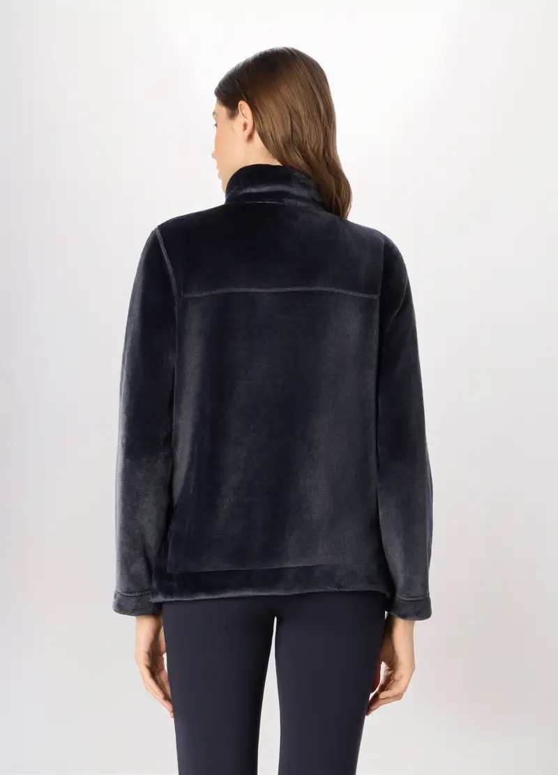 Felpa In Sherpa Donna, Blu navy miniatura 2