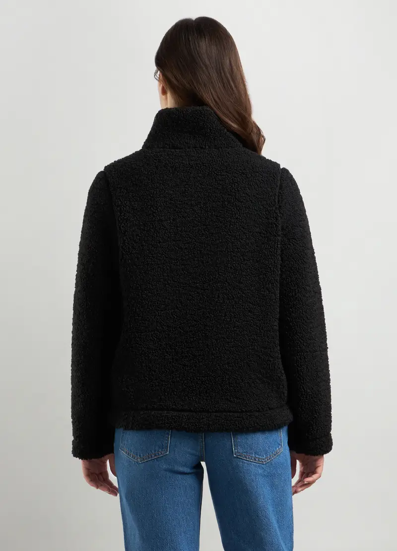Felpa In Sherpa Full Zip Donna, Nero miniatura 2