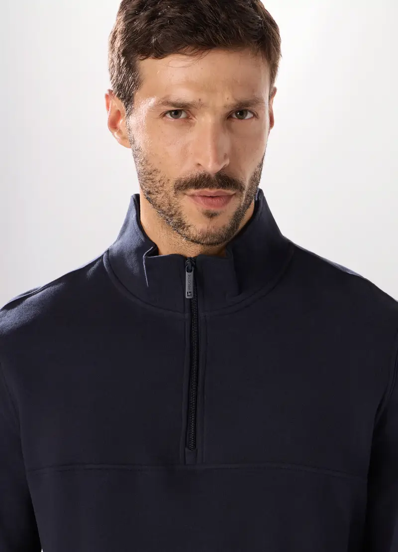 Upim, Felpa Lupetto Con Zip In Puro Cotone Uomo, Unisex, Blu navy, Taglia: M miniatura 2