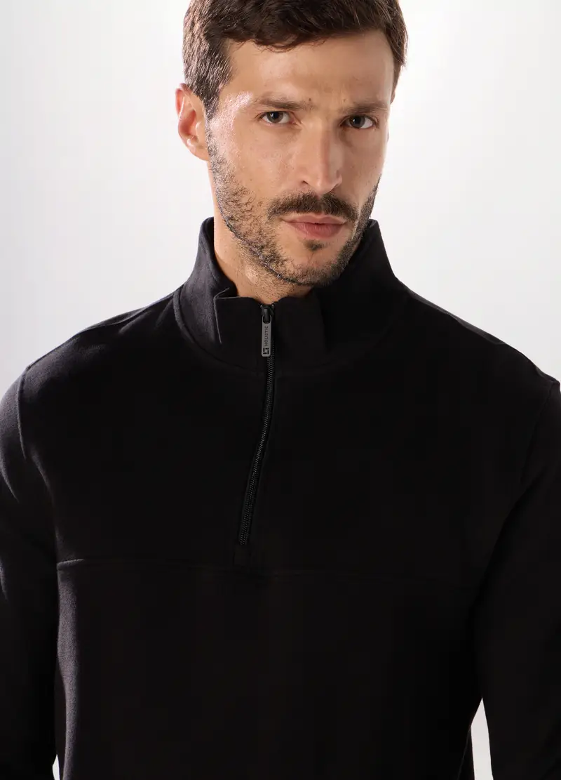 Upim, Felpa Lupetto Con Zip In Puro Cotone Uomo, Unisex, Nero, Taglia: S miniatura 2