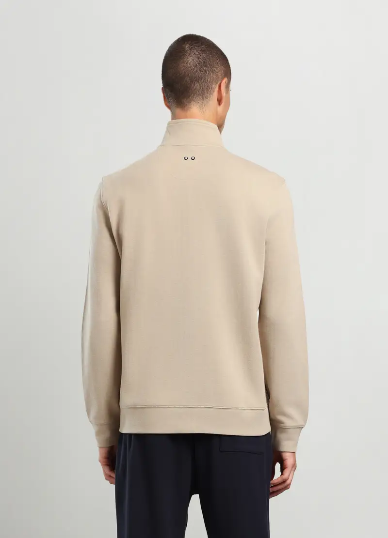 Felpa Lupetto In Piquet Di Cotone Uomo, Unisex, Beige miniatura 2