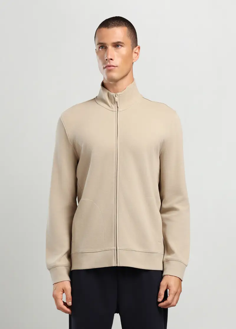 Felpa Lupetto In Piquet Di Cotone Uomo, Unisex, Beige