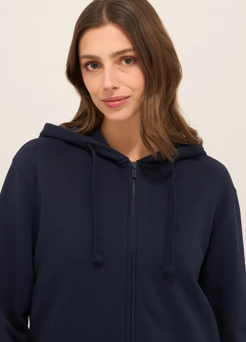 Upim, Felpa Misto Cotone Con Cappuccio Donna, Blu scuro, Taglia: S miniatura 2