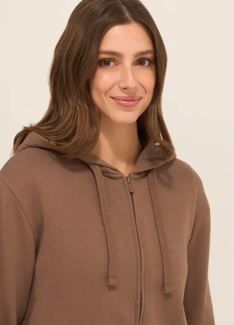 Upim, Felpa Misto Cotone Con Cappuccio Donna, Marrone chiaro, Taglia: S miniatura 2
