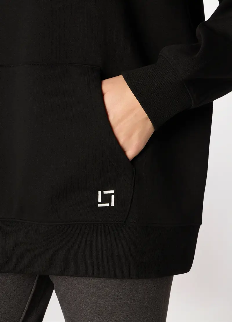 Felpa Misto Cotone Donna, Nero stampa 2 miniatura 3