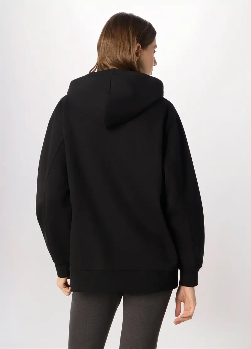 Felpa Misto Cotone Donna, Nero stampa 2 miniatura 2