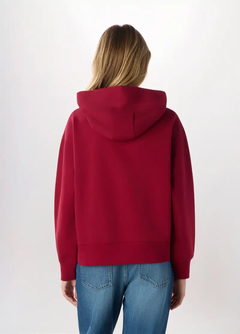 Felpa Misto Cotone Donna, Rosso aragosta miniatura 2