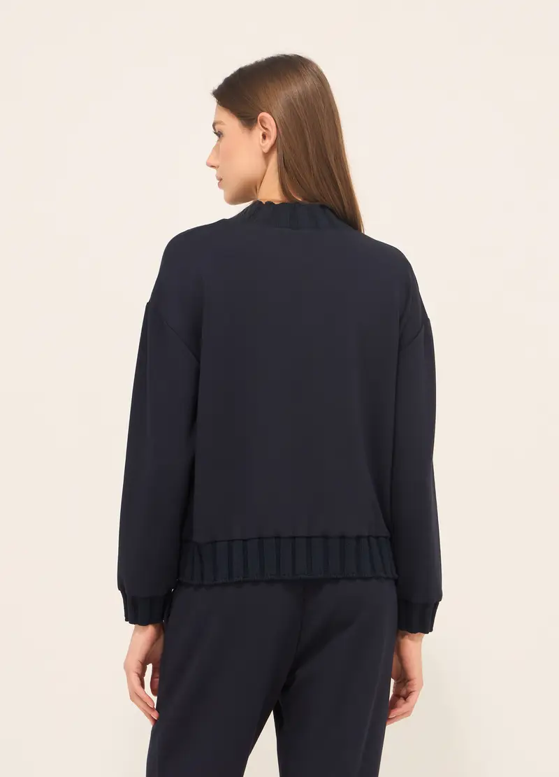 Felpa Misto Viscosa Donna, Blu Bluette miniatura 2