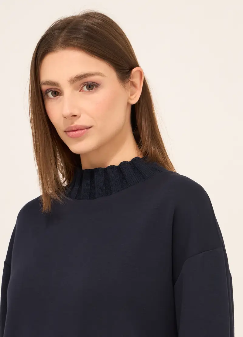 Felpa Misto Viscosa Donna, Blu Bluette miniatura 3